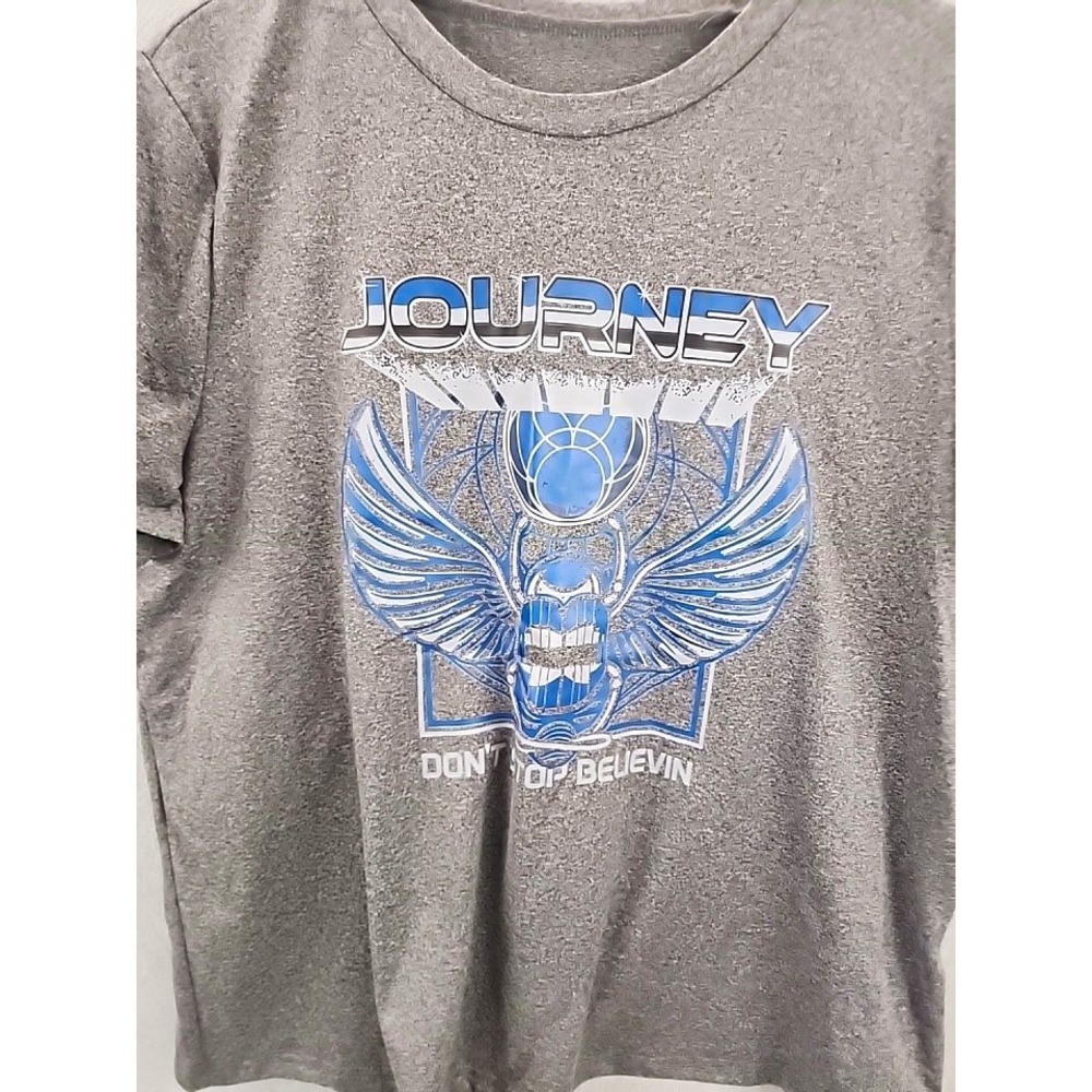 Journey "Don't Stop Believin" Gray Graphic Print Crew Neck Tee Shirt Size XL